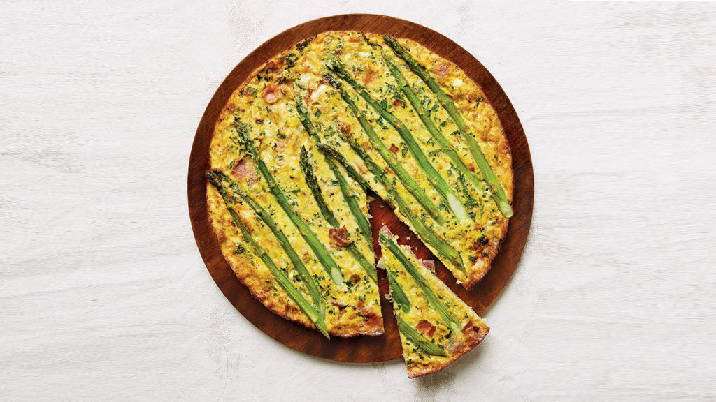 Asparagus Frittata with Prosciutto and Caramelized Onions